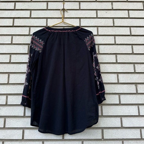 Johnny Was Tatum Embroidered Peasant Blouse Top Black Boho - Picture 10 of 12